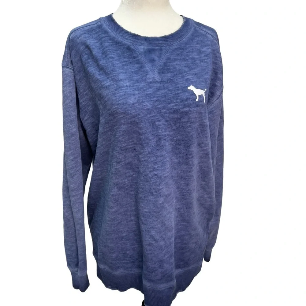 Victoria's Secret PINK Distressed Gradient Blue Sweatshirt Size XS - Picture 3 of 10
